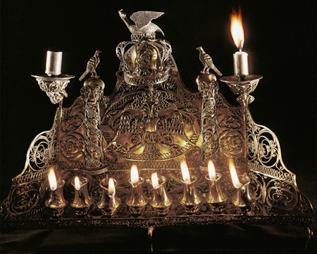 Jewish | Chanukkah lamp (menorah), with birds |end 18th cent. | Image and original data provided by Erich Lessing Culture and Fine Arts Archives/ART RESOURCE, N.Y.; artres.com