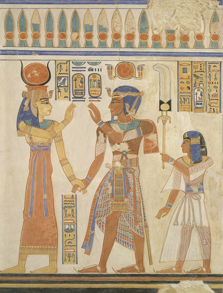 Nina de Garis Davies | Ramesses III and Prince Amenherkhepeshef before Hathor, Tomb of Amenherkhepeshef | Image © The Metropolitan Museum of Art