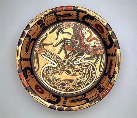Mexico, south-central region, state of Veracruz | Tripod plate with plumed serpent | c. A.D. 900-1200 | Dallas Museum of Art Collection