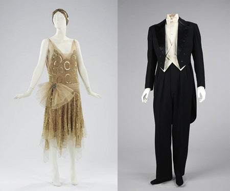 Left: Jeanne Lanvin | Ensemble, Evening; Summer 1923. Right: Jeanne Lanvin | Suit, Evening (Tuxedo); 1927. Brooklyn Museum Costume Collection at the Metropolitan Museum of Art | Image © The Metropolitan Museum of Art