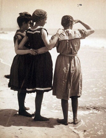 Jeanette Bernard, three women bathers at the shore, ca. 1910. George Eastman House
