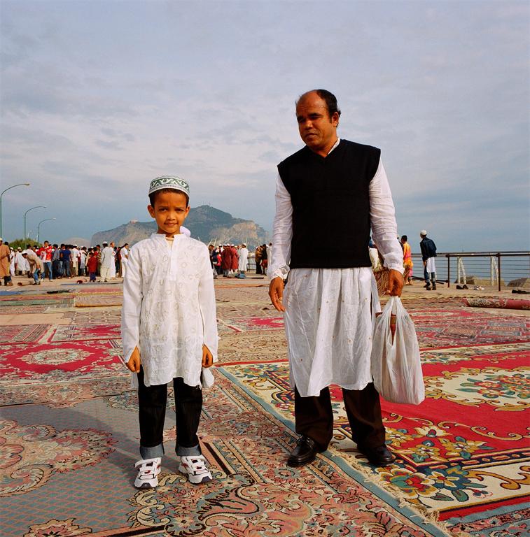 Alfredo D'Amato, Father and son during prayers by the coast to celebrate Eid ul-Fitr
