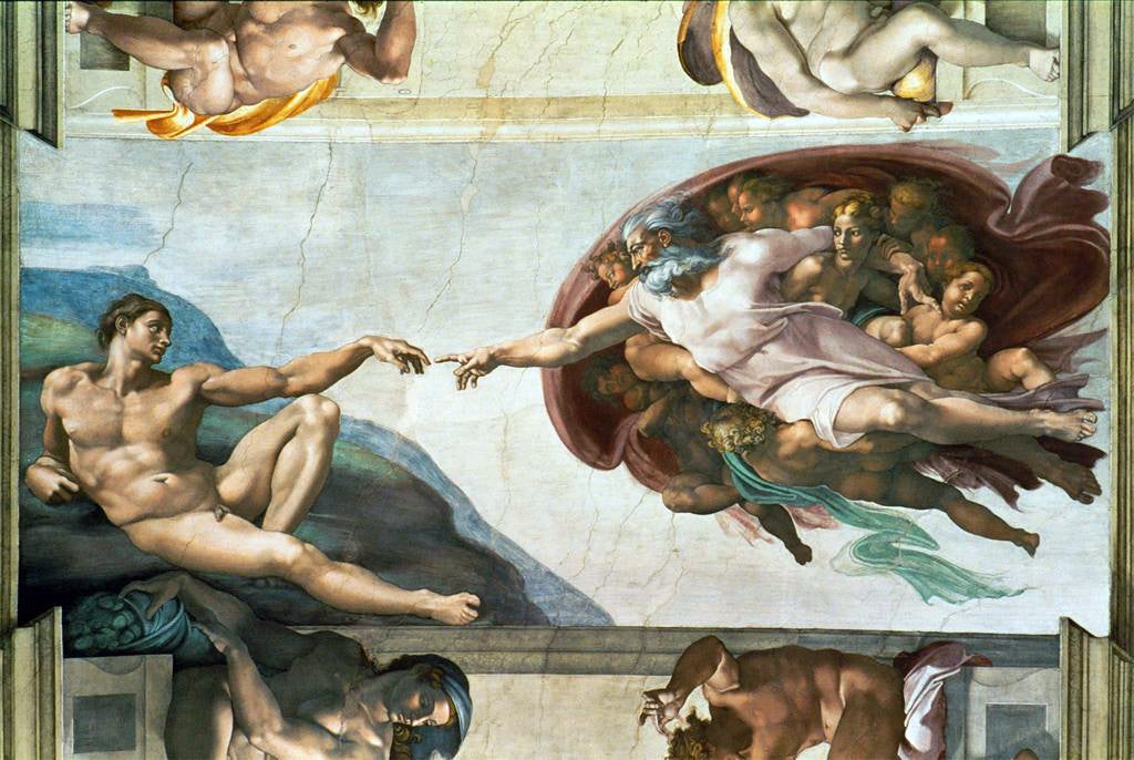 Michelangelo, Sistine Chapel; ceiling frescos; Creation of Adam, 1508-1512, Rome, Italy. Image and original data provided by Erich Lessing Culture and Fine Arts Archives/ART RESOURCE, N.Y., artres.com
