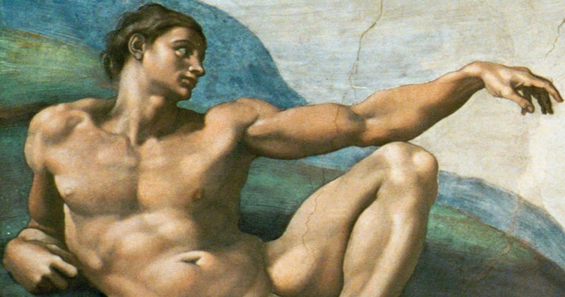 Michelangelo, Detail of: Sistine Chapel; ceiling frescos; Creation of Adam, 1508-1512, Rome, Italy. Image and original data provided by Erich Lessing Culture and Fine Arts Archives/ART RESOURCE, N.Y., artres.com