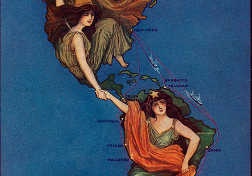 South America: the Land of Opportunity. A Continent of Scenic Wonders. A Paradise for the Tourist. General Information for Travelers, Detail. Lamport & Holt Line. 1912. Persuasive Maps: PJ Mode Collection