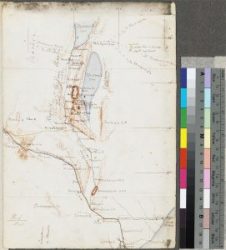 Map drawn by John Kirk during the Zambesi Expedition with color control bars