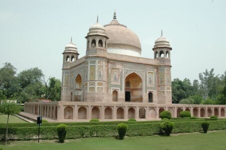 Nakodar, Jalandhar, Punjab, India. Mughal. Tomb of Haji Jamal, Shagird, Hadironwala Bagh complex (tomb/garden). 1656-1657. Image and data provided by American Institute of Indian Studies. Photographer: D.P. Nanda.