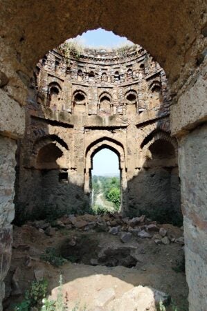 Sohna (Village: Saanp ki Nangli), Gurgaon, Haryana, India. Lodi. Lal Gumbad (group of tombs), Tomb 3 (behind twin tomb). 1475-1525. Image and data provided by American Institute of Indian Studies. Photographer: D.P. Nanda.