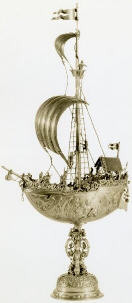 Nuremberg, Germany. Silver Gilt Ship Model. 17th Century. Image and data provided by the William Randolph Hearst Archive, B. Davis Schwartz Memorial Library, LIU Post