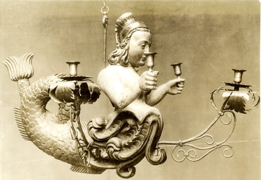 German. Lusterweibschen or Weib-Lustre (chandelier). Wood, iron. Image and data provided by the William Randolph Hearst Archive, B. Davis Schwartz Memorial Library, LIU Post