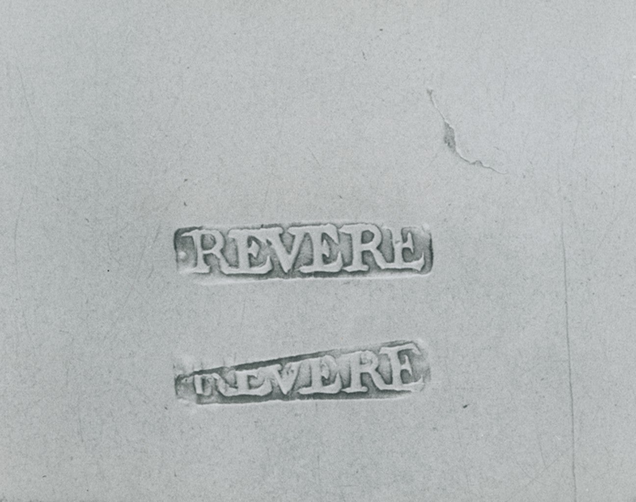 Paul Revere Jr. teapot (detail showing embossed mark). c. 1785. Image and original data provided by Sterling and Francine Clark Art Institute