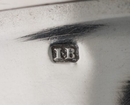 John Bayly. Tankard (detail showing initials). c. 1755. Image and original data provided by Sterling and Francine Clark Art Institute
