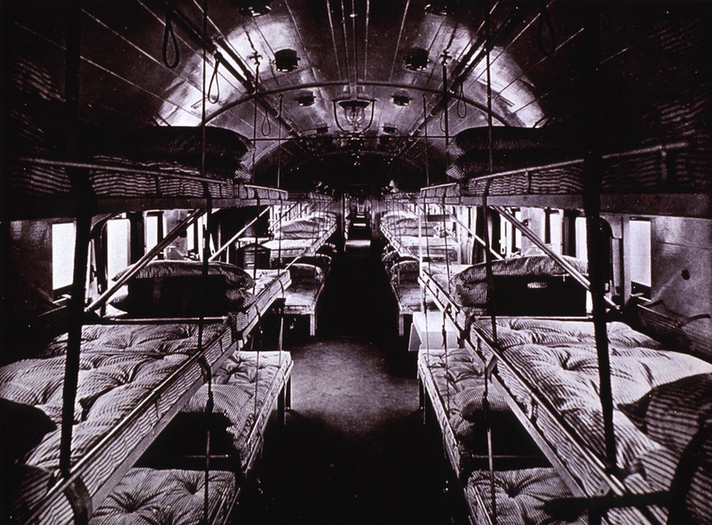 Hospital Trains Interior view of Ward car. Photoprint.