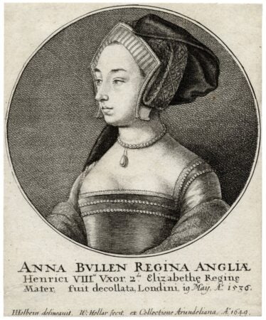 Etching of Anna Bullen Regina Angliae