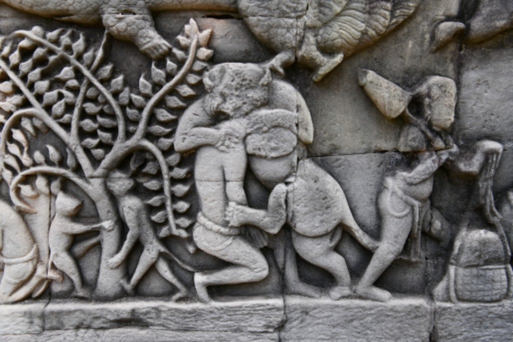 Bayon, Tiger biting a man’s neck. Late 12th-late 13th centuries.