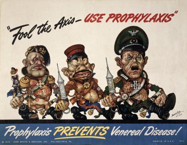 Poster illustration of three Axis leaders with syringes