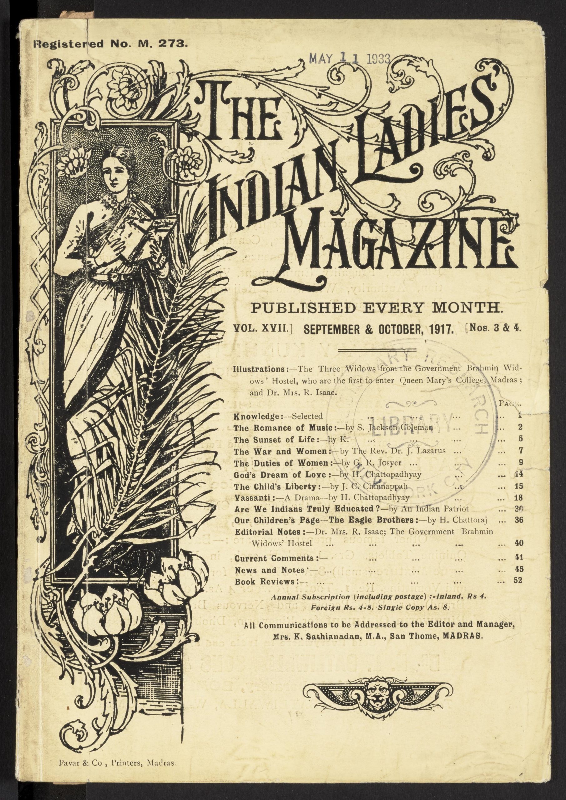 The Indian Ladies Magazine, September/October 1917