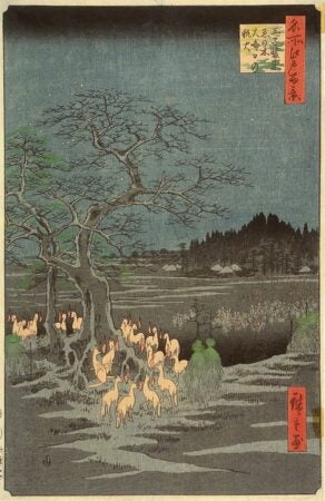 Ichiryusai Hiroshige. Fox Fires on New Year's Eve at the Enoki Tree, Oji. 1857