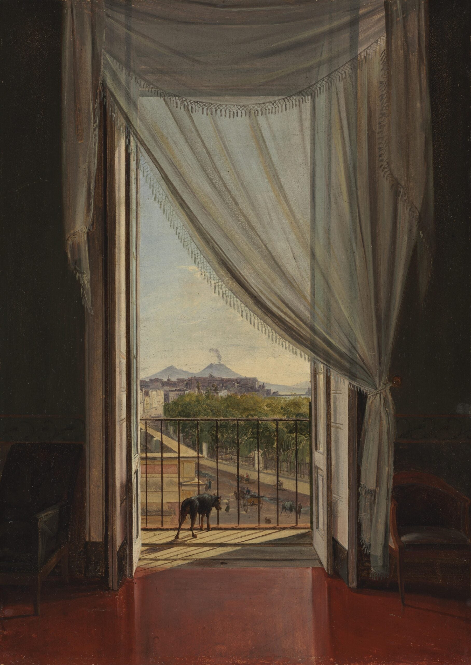 Franz Ludwig Catel (German, 1778-1856). A View of Naples through a Window. 1824. Oil on paper, mounted on canvas, 59.5 x 46 x 5.5 cm. The Cleveland Museum of Art.