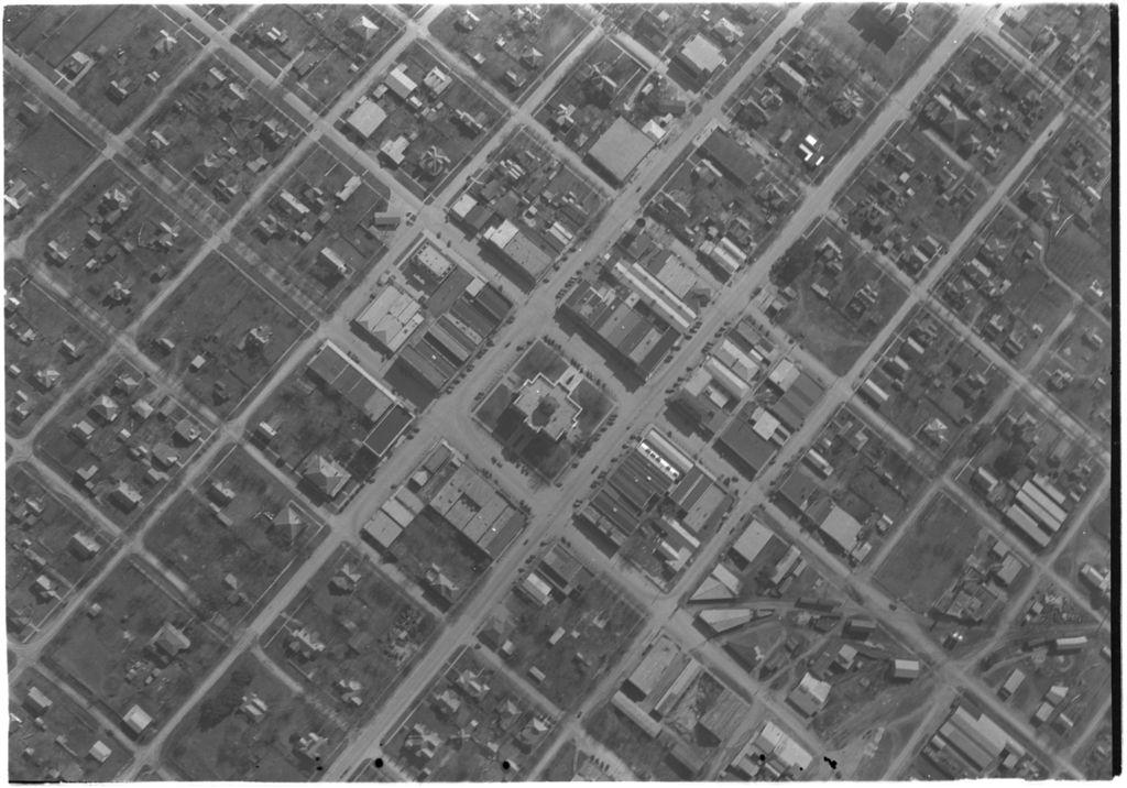 Aerial photograph directly over downtown Georgetown.