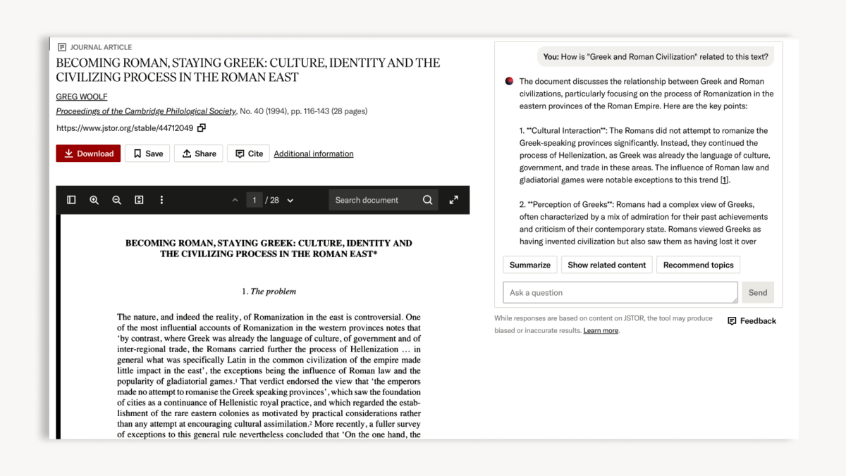 Jsjtr Bridging access with JSTOR's AI research tool - About JSTOR