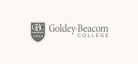 Logo of Goldey-Beacom College with a shield displaying the initials “GBC” and “1886,” alongside the text “Goldey-Beacom College.