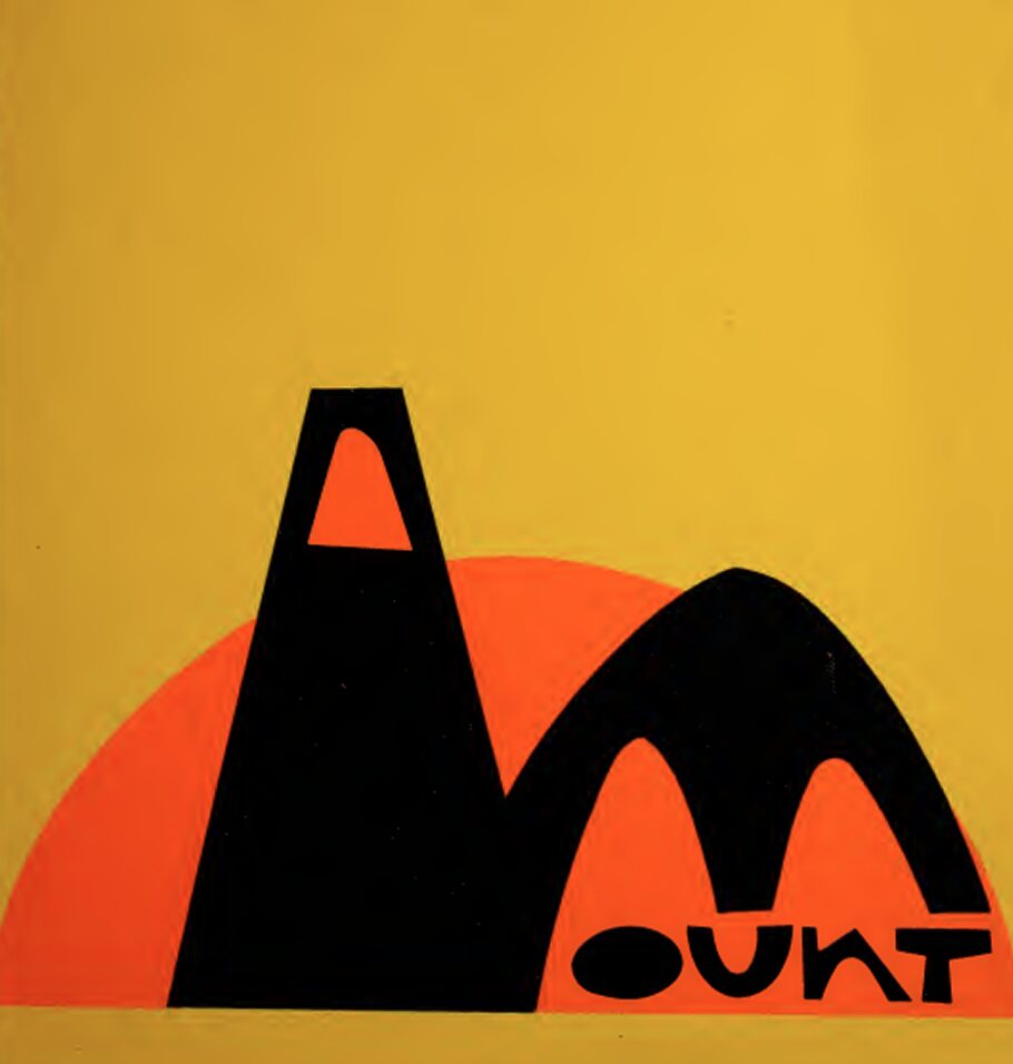 Bold graphic design in yellow, orange, and black featuring abstract architectural shapes and the partial word “count.”