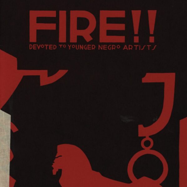 Cover of FIRE!!, a 1920s literary magazine by young Black artists, featuring bold red and black graphic shapes and stylized text.