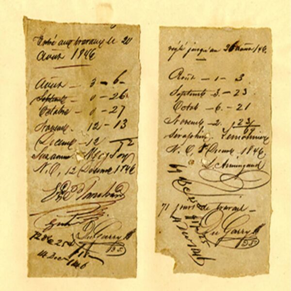Two handwritten records on aged paper.