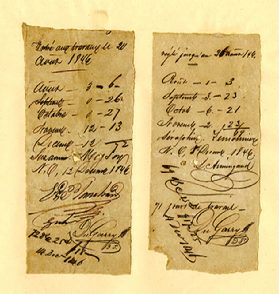 Two handwritten records on aged paper.