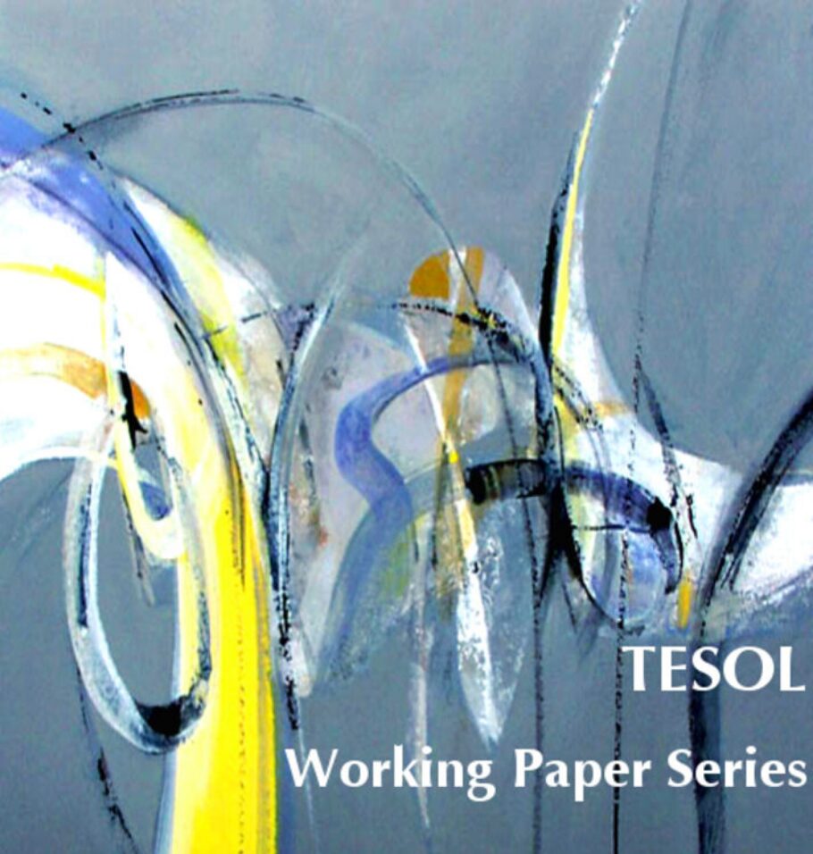 An abstract blue, yellow, and white design with the text ‘TESOL Working Paper Series.’